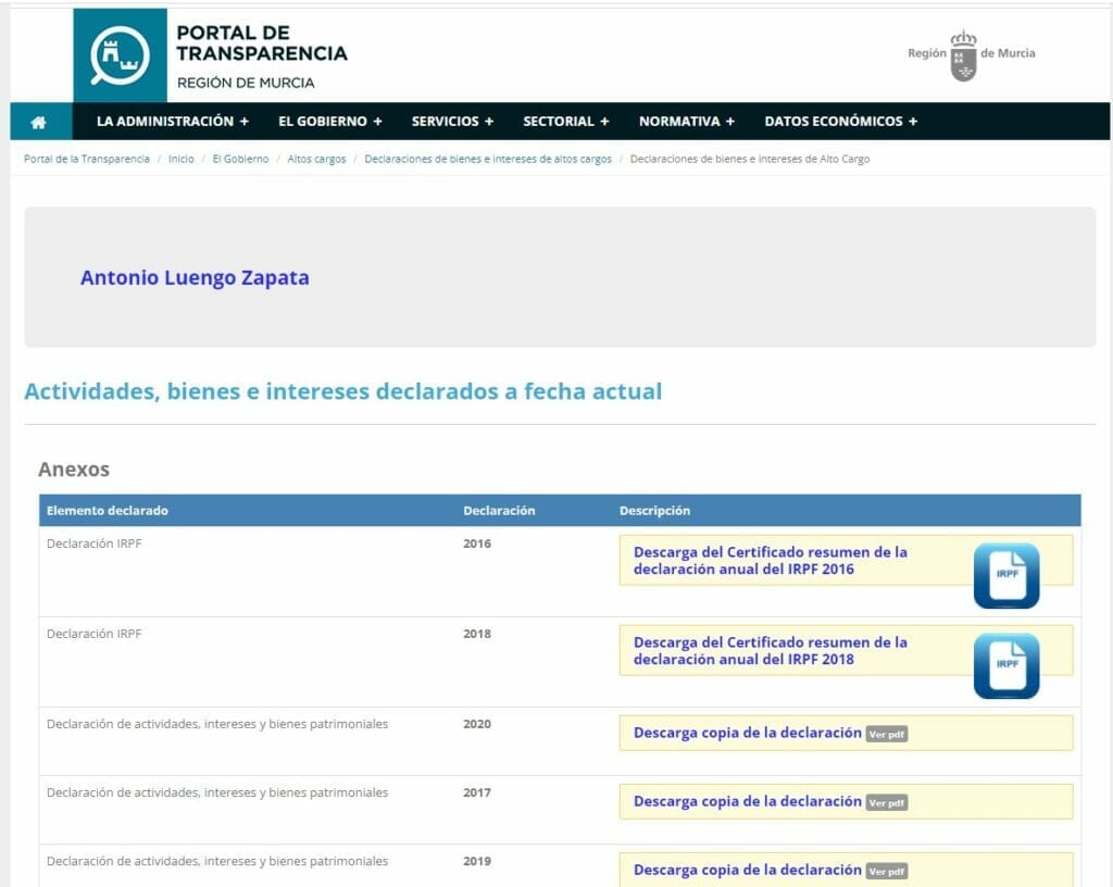 El Gobierno regional incumple la Ley 12/2014 de Transparencia y Participación Ciudadana de la Comunidad Autónoma de la Región de Murcia El Gobierno regional incumple la Ley 12/2014 de Transparencia y Participación Ciudadana de la Comunidad Autónoma de la Región de Murcia