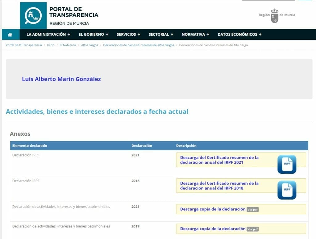 El Gobierno regional incumple la Ley 12/2014 de Transparencia y Participación Ciudadana de la Comunidad Autónoma de la Región de Murcia El Gobierno regional incumple la Ley 12/2014 de Transparencia y Participación Ciudadana de la Comunidad Autónoma de la Región de Murcia
