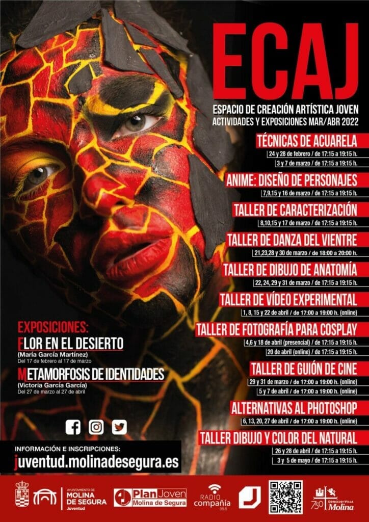 La Concejalía de Juventud de Molina de Segura presenta la nueva programación de DIÁLOGOS SOBRE JUVENTUD y del Espacio de Creación Artística Joven (ECAJ) durante los meses de marzo y abril La Concejalía de Juventud de Molina de Segura presenta la nueva programación de DIÁLOGOS SOBRE JUVENTUD y del Espacio de Creación Artística Joven (ECAJ) durante los meses de marzo y abril