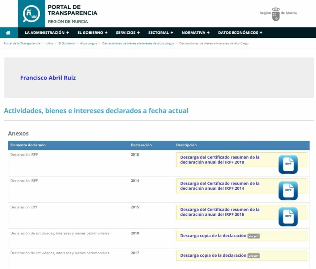 El Gobierno regional incumple la Ley 12/2014 de Transparencia y Participación Ciudadana de la Comunidad Autónoma de la Región de Murcia El Gobierno regional incumple la Ley 12/2014 de Transparencia y Participación Ciudadana de la Comunidad Autónoma de la Región de Murcia