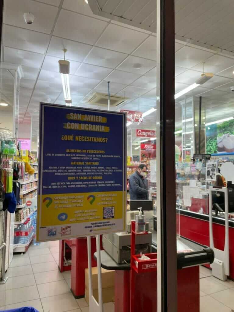 Juventudes Socialistas pone en marcha la campaña ‘San Javier con Ucrania’ de recogida de donaciones