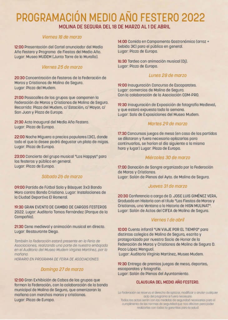 Molina de Segura se prepara para vivir el Medio Año Festero de Moros y Cristianos donde se procederá al relevo de cargos y abanderadas Molina de Segura se prepara para vivir el Medio Año Festero de Moros y Cristianos donde se procederá al relevo de cargos y abanderadas