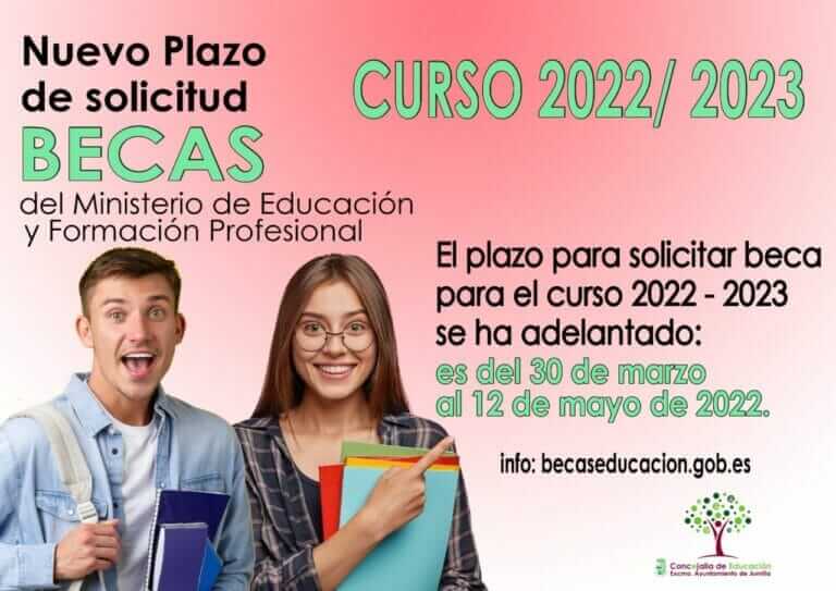 La Concejalía de Educación informa del adelanto de fechas para solicitar las becas del Ministerio para el curso 2022/23