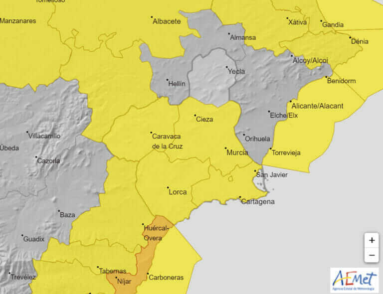 La Agencia estatal de meteorología empeora su previsión de lluvias para la Región de Murcia