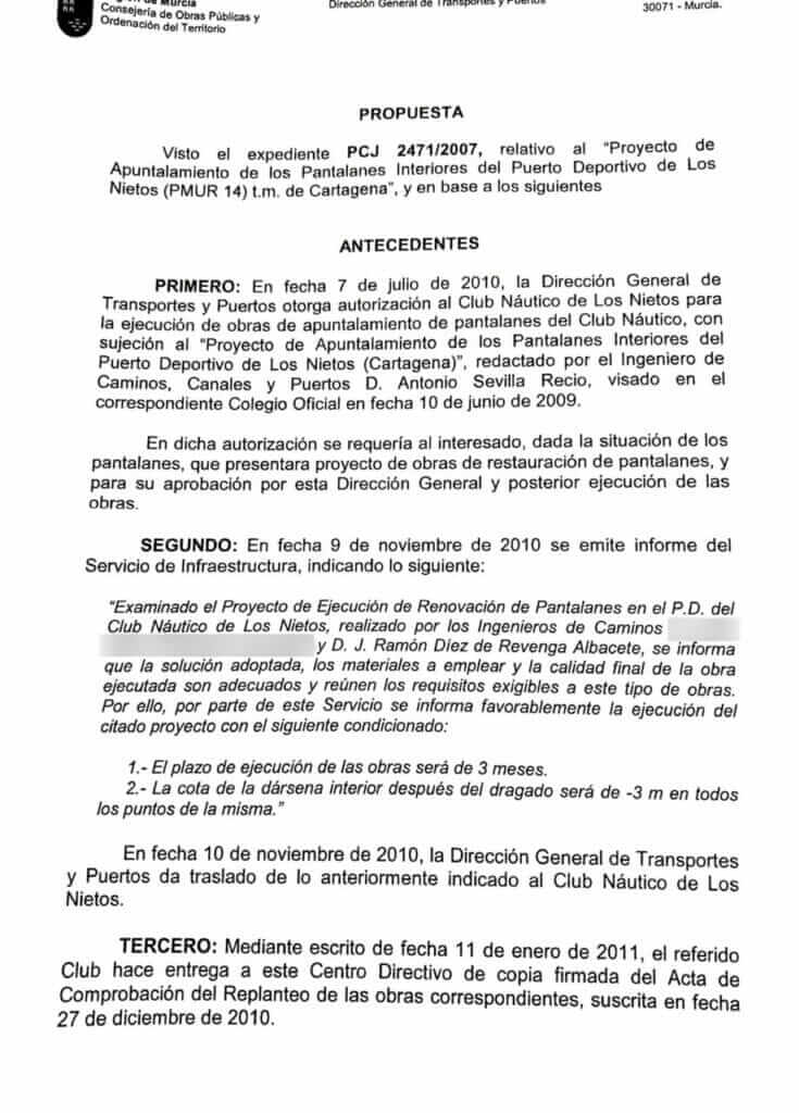 Díez de Revenga fue acusado de realizar obras en el Club Náutico de Los Nietos sin título administrativo para su ejecución Díez de Revenga fue acusado de realizar obras en el Club Náutico de Los Nietos sin título administrativo para su ejecución