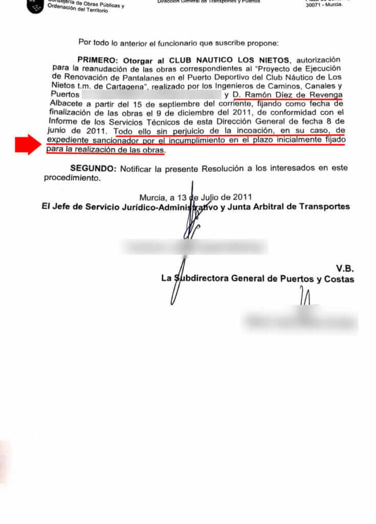 Díez de Revenga fue acusado de realizar obras en el Club Náutico de Los Nietos sin título administrativo para su ejecución Díez de Revenga fue acusado de realizar obras en el Club Náutico de Los Nietos sin título administrativo para su ejecución