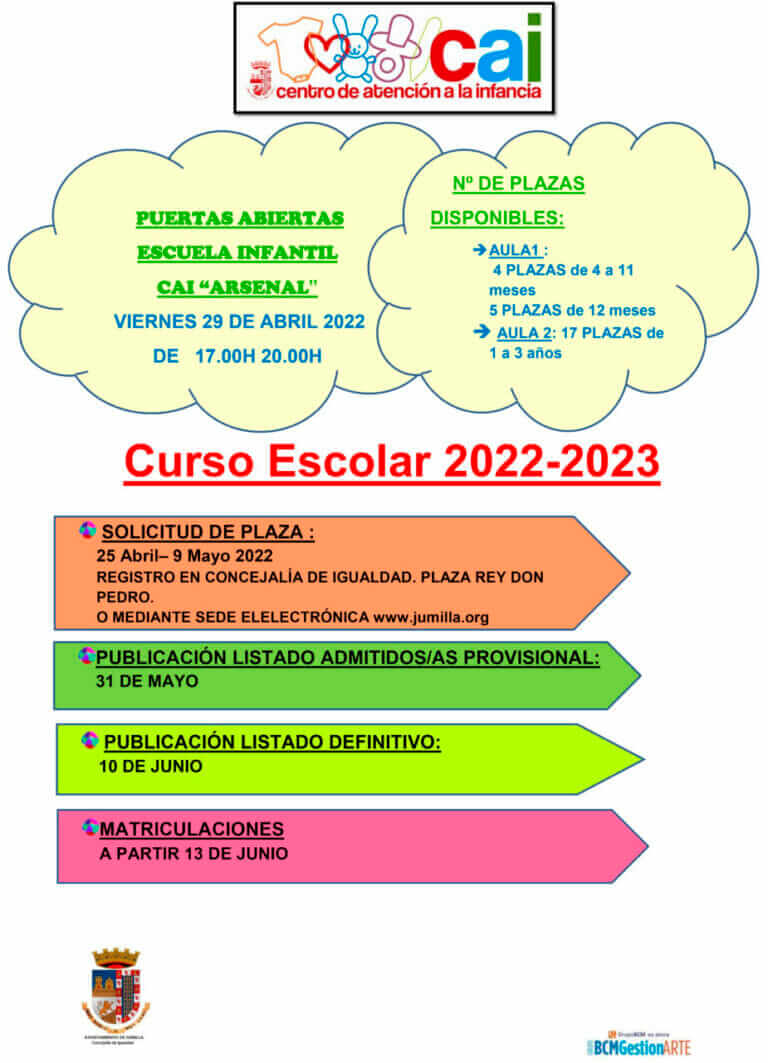 Hoy se abre el periodo de solicitud de plazas para el curso 2022-23 en el CAI El Arsenal en Jumilla