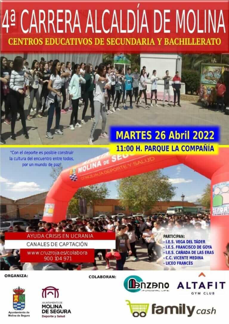 La 4ª Carrera Alcaldía de Molina se celebra el martes 26 de abril con la participación de alumnado de los centros de Educación Secundaria y Bachillerato