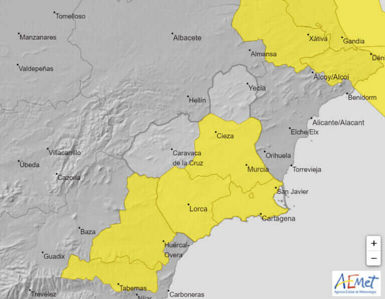 La Agencia Estatal de Meteorología activa la alerta amarilla por lluvias en la Región