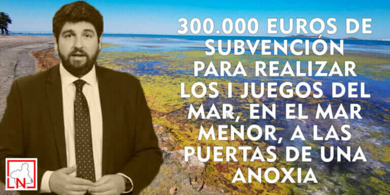 El Gobierno regional otorga una subvención de 300.000 € para un evento deportivo, que tendrá lugar en el Mar Menor, a las puertas de una anoxia