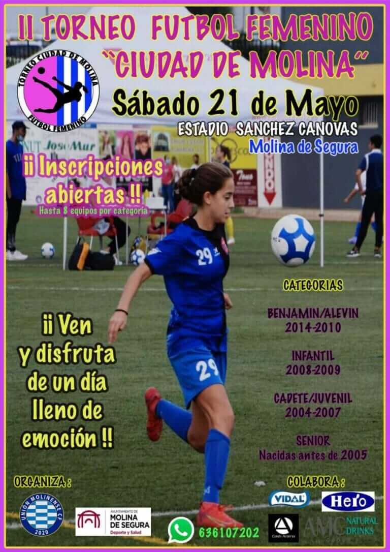El estadio municipal Sánchez Cánovas acoge el segundo Torneo de Fútbol Femenino Ciudad de Molina el sábado 21 de mayo