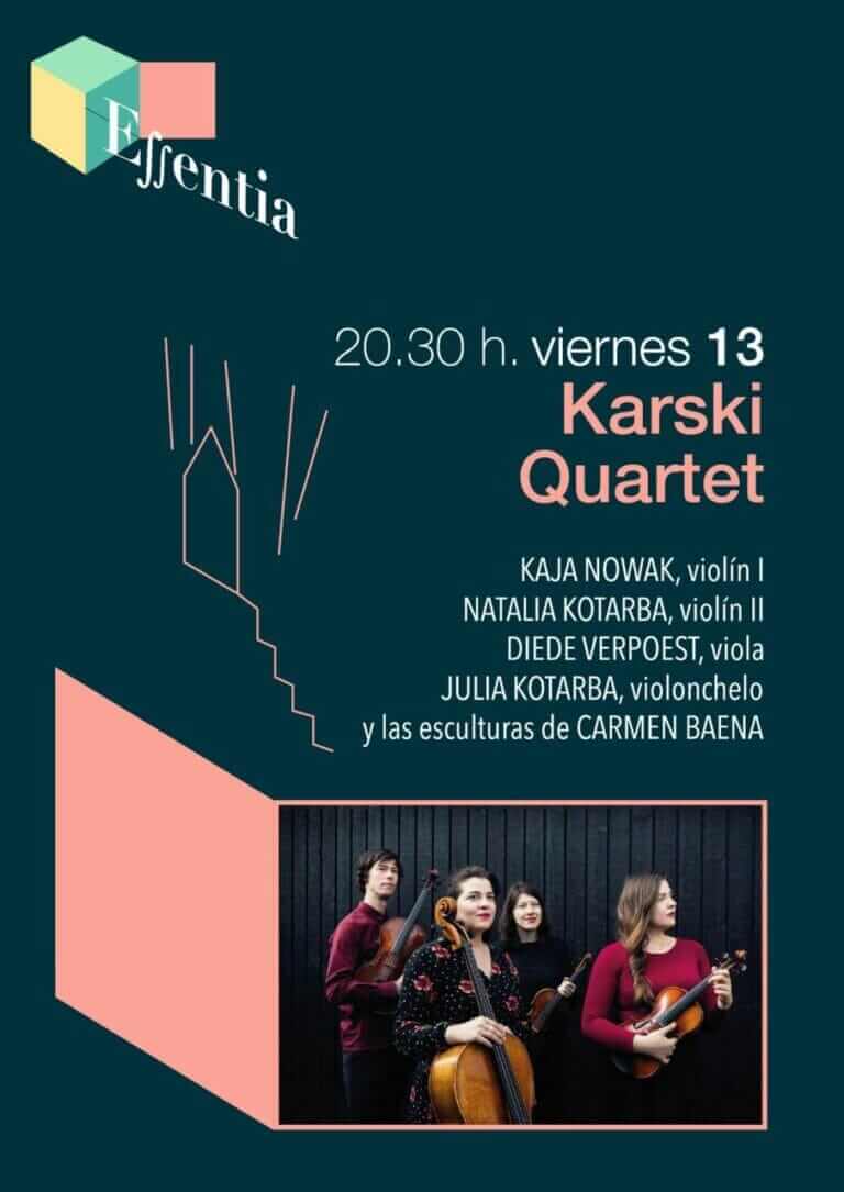 Karski Quartet ofrece la segunda sesión del Festival Internacional de las Artes y los Sentidos ESSENTIA el viernes 13 de mayo en el Teatro Villa de Molina