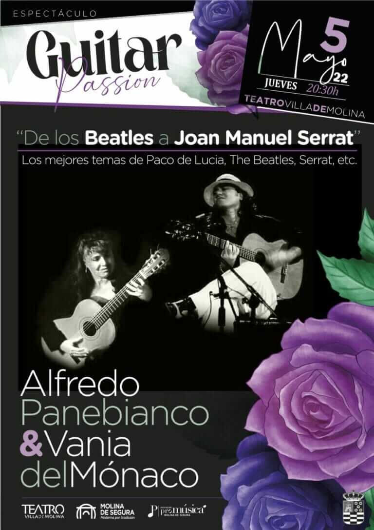 El Teatro Villa de Molina acoge el espectáculo DE LOS BEATLES A JOAN MANUEL SERRAT: GUITAR PASSION el jueves 5 de mayo