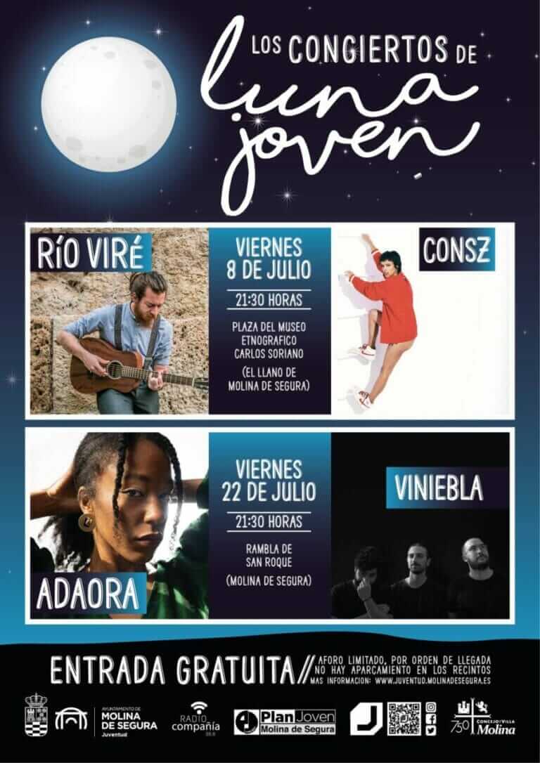 La Concejalía de Juventud de Molina de Segura organiza dos actividades en julio dentro del programa Los Conciertos de Luna Joven 2022