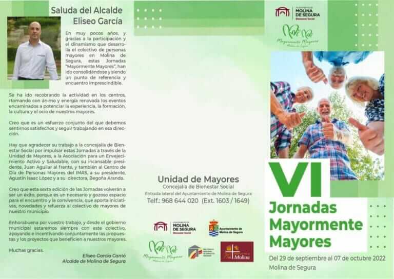 Molina de Segura celebra la sexta edición de las Jornadas Mayormente Mayores, del 29 de septiembre al 7 de octubre