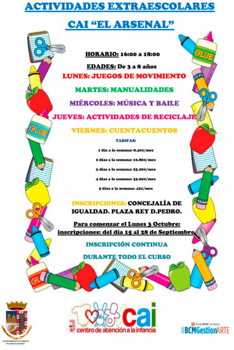 Abierto plazo de inscripciones para las actividades extraescolares del CAI en Jumilla