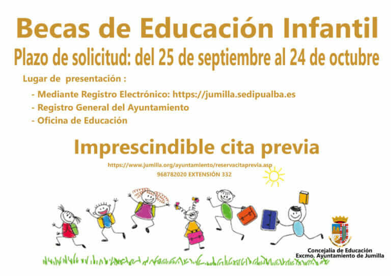 Abierto plazo para solicitar subvenciones para libros y material de segundo ciclo de Educación Infantil en Jumilla