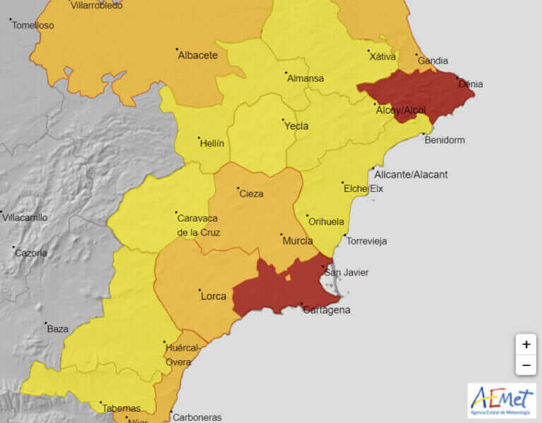 Alerta Roja por fuertes lluvias en el Campo de Cartagena y Mazarrón