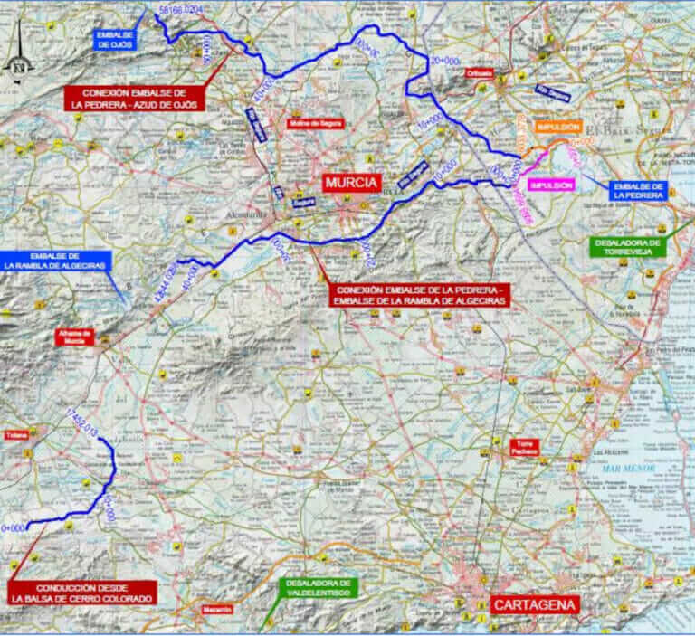 Sale a información pública el Anteproyecto de las obras y el Estudio de Impacto Ambiental de interconexión de las desaladoras de agua de mar en la Cuenca del Segura