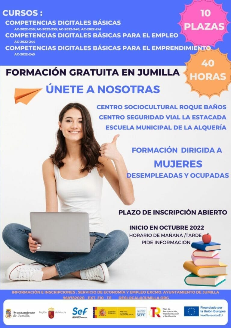 El Ayuntamiento de Jumilla oferta seis cursos de competencias digitales básicas dirigidos a mujeres, con inicio inmediato