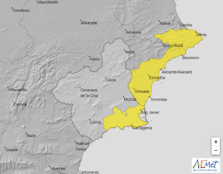 AEMET activa la alerta amarilla en el Campo de Cartagena y Mazarrón por lluvias