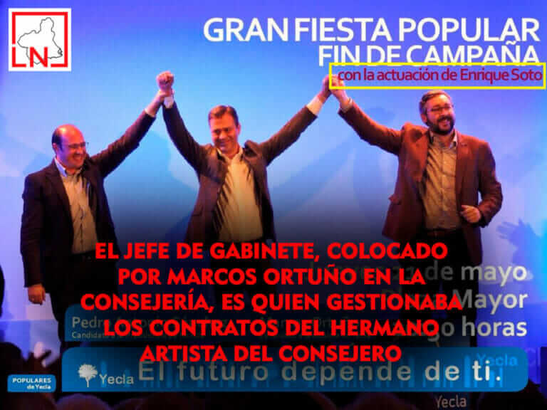 El jefe de gabinete, colocado por Marcos Ortuño en la Consejería, es quien gestionaba los contratos del hermano artista del consejero