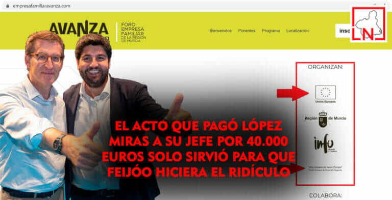 El acto que pagó López Miras a su jefe por 40.000 euros solo sirvió para que Feijóo hiciera el ridículo