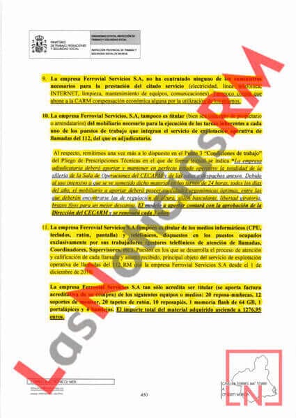 López Miras permitió el incumplimiento reiterado del contrato del sistema de gestión de emergencias 112