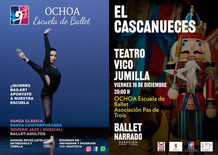 600 alumnos disfrutarán esta semana en el Teatro Vico de 'El Cascanueces', de la Escuela de Ballet Ochoa y Pas de Trois en Jumilla