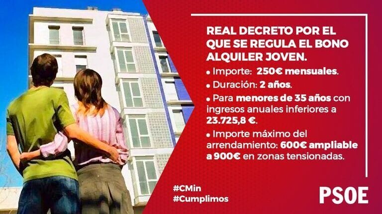 Los socialistas de Torre Pacheco instan al Gobierno Regional a tramitar con urgencia las ayudas al alquiler joven puestas en marcha por el Gobierno de España