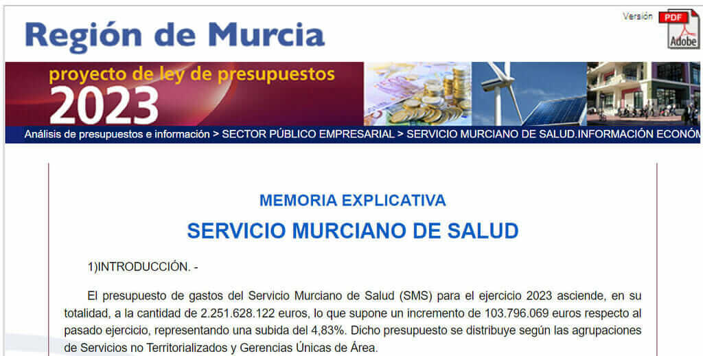 El Gobierno de López Miras prevé recortar el presupuesto del Servicio Murciano de Salud más de un 16% El Gobierno de López Miras prevé recortar el presupuesto del Servicio Murciano de Salud más de un 16%