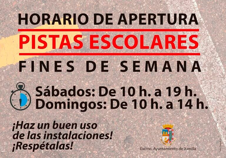Las pistas deportivas de tres colegios estarán abiertas durante los fines de semana a partir de este sábado en Jumilla
