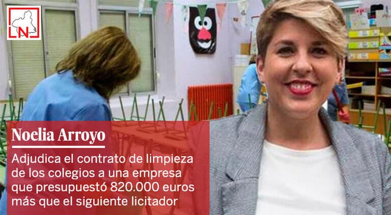Noelia Arroyo adjudica el contrato de limpieza de los colegios a una empresa que presupuestó 820.000 euros más que el siguiente licitador