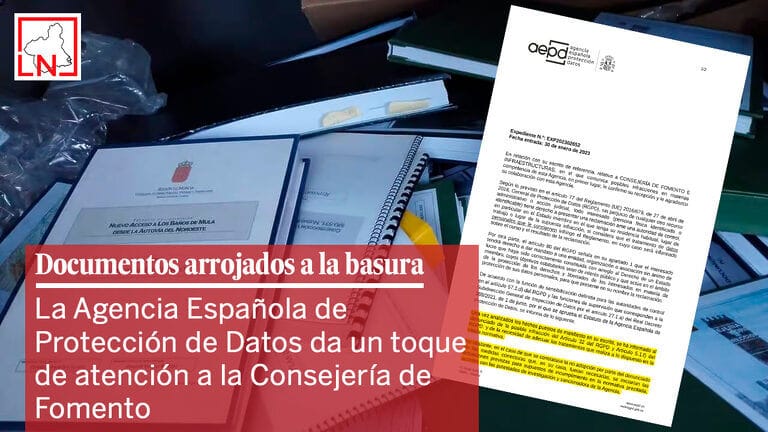 La AEPD da un toque de atención a la Consejería de Fomento por los documentos tirados a la basura