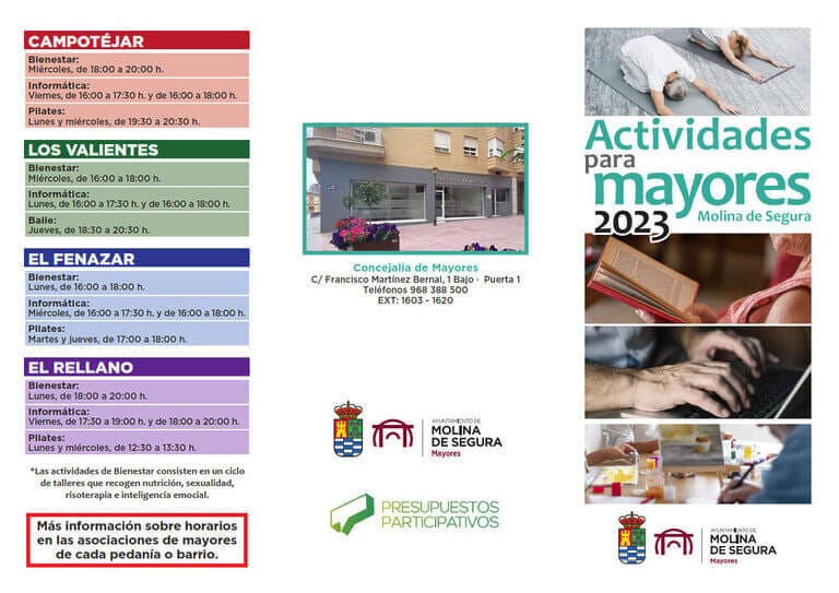 El Ayuntamiento de Molina de Segura fomenta el envejecimiento activo y saludable a través de un amplio programa de actividades para mayores durante el año 2023