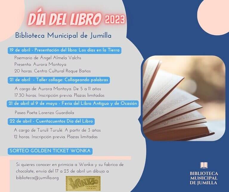 La Biblioteca Municipal de Jumilla organiza varias actividades y un sorteo para celebrar el Día del Libro 2023