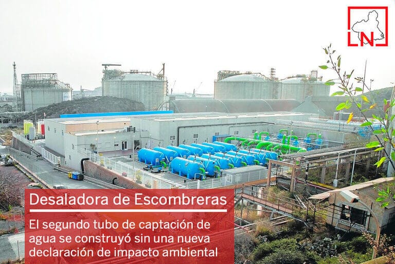 El segundo tubo de captación de agua de la Desaladora de Escombreras se construyó sin una nueva declaración de impacto ambiental
