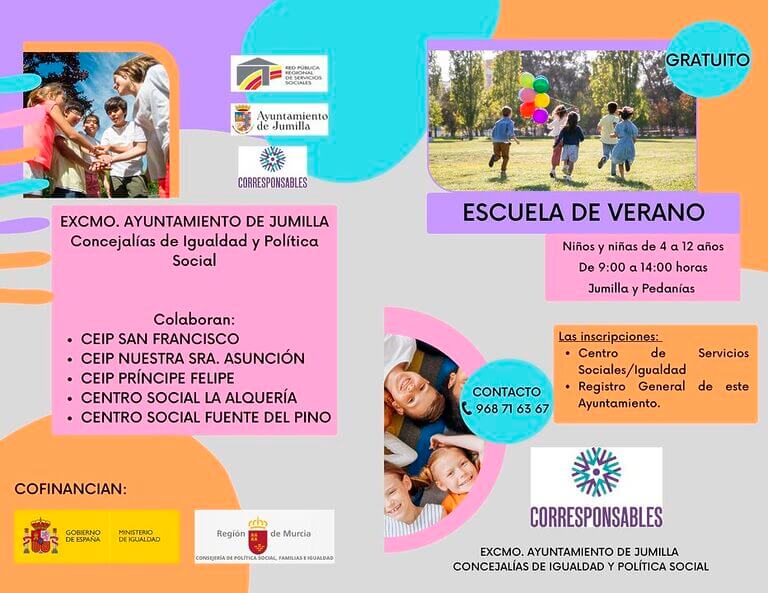 Abierto el plazo de inscripciones para la Escuela de Verano 2023 que organiza el Ayuntamiento de Jumilla a través del Plan Corresponsables