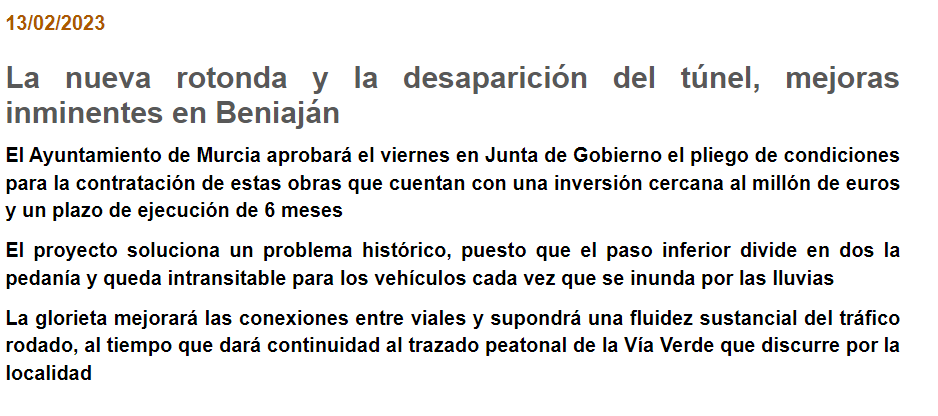 Guerrero: “Tuvo que llegar el PSOE para poner solución a una demanda histórica de los vecinos de Beniaján que Ballesta en 6 años de mandato no fue capaz de solucionar” Guerrero: “Tuvo que llegar el PSOE para poner solución a una demanda histórica de los vecinos de Beniaján que Ballesta en 6 años de mandato no fue capaz de solucionar”