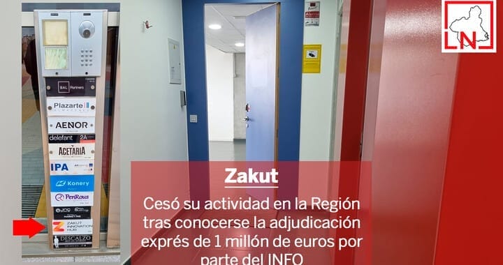 Zakut cesó su actividad en la Región tras conocerse la adjudicación exprés de 1 millón de euros por parte del INFO