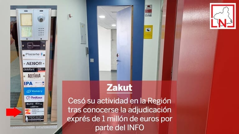 Zakut cesó su actividad en la Región tras conocerse la adjudicación exprés de 1 millón de euros por parte del INFO