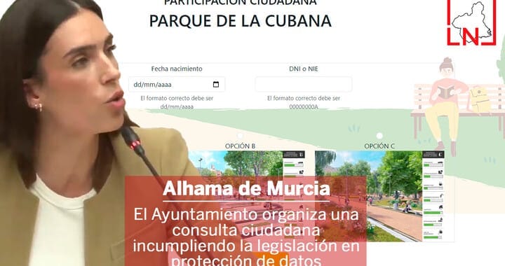 El Ayuntamiento de Alhama de Murcia organiza una consulta ciudadana incumpliendo la legislación en protección de datos