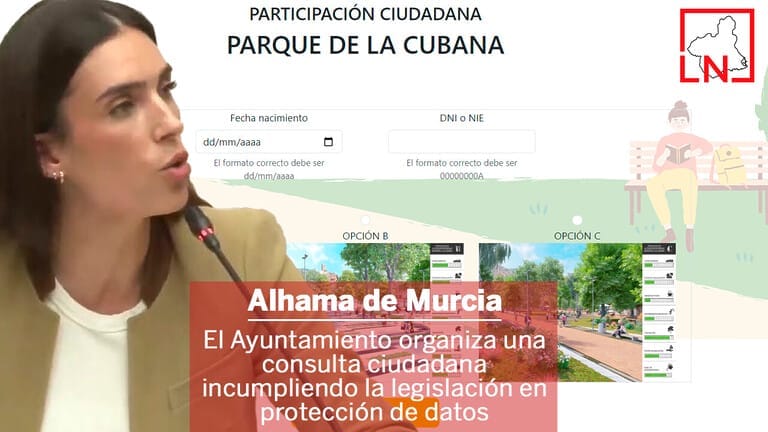 El Ayuntamiento de Alhama de Murcia organiza una consulta ciudadana incumpliendo la legislación en protección de datos