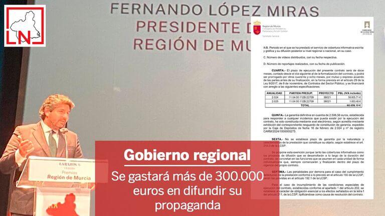 El Gobierno regional se gastará más de 300.000 euros en difundir su propaganda
