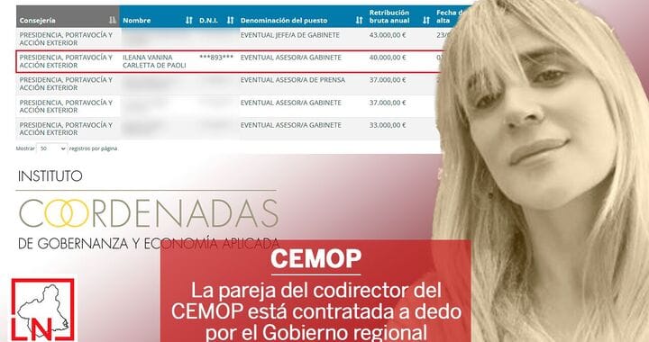La pareja del codirector del CEMOP está contratada a dedo por el Gobierno regional