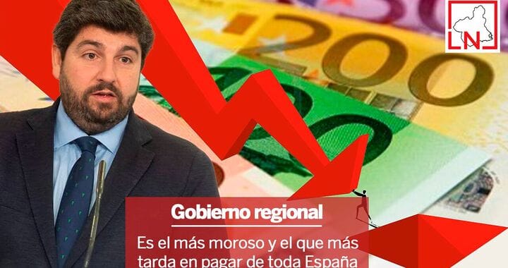 El Gobierno de López Miras es el más moroso y el que más tarda en pagar de toda España
