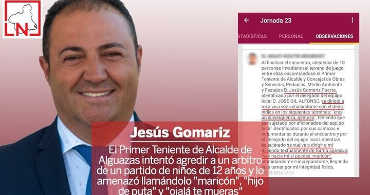 El Primer Teniente de Alcalde de Alguazas intentó agredir a un arbitro de un partido de niños de 12 años y lo amenazó llamándolo "maricón", "hijo de puta" y "ojalá te mueras"