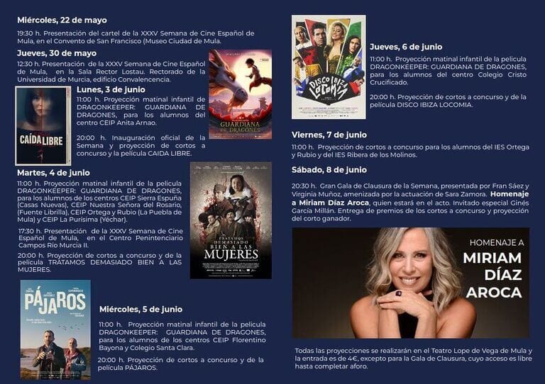 Miriam Díaz Aroca: homenajeada en la Semana del Cine Español de Mula