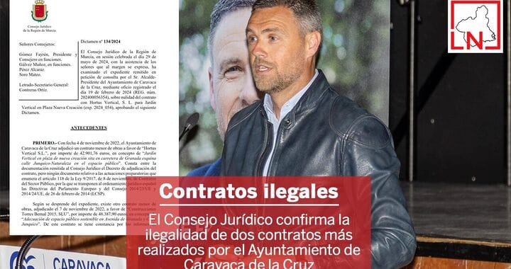El Consejo Jurídico confirma la ilegalidad de dos contratos más realizados por el Ayuntamiento de Caravaca de la Cruz