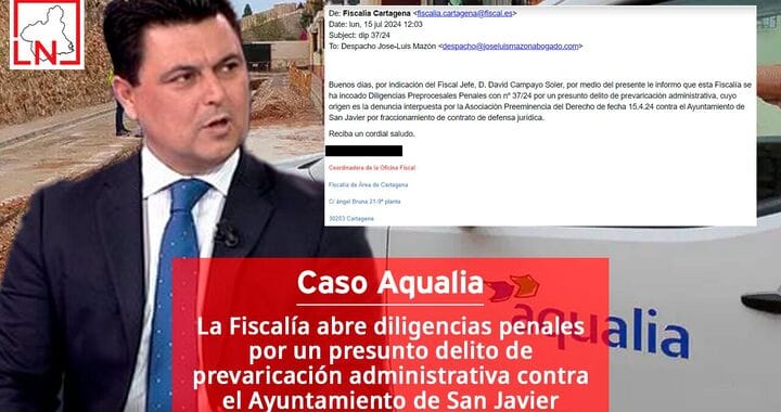 La Fiscalía abre diligencias penales por un presunto delito de prevaricación administrativa contra el Ayuntamiento de San Javier